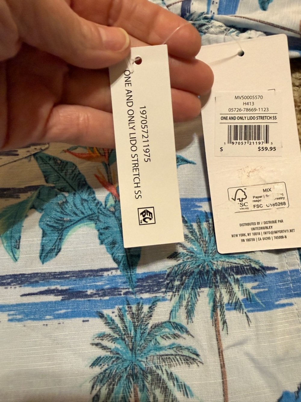 Hurley Mens Tropical Hawaiian Button Down Shirt Size S NWT - Picture 5 of 7